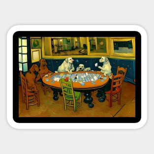 Four Dogs Playing Poker In Sticker